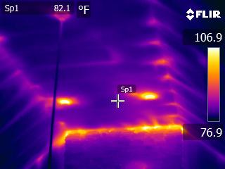 Thermal imaging shows air leaks around recessed lights